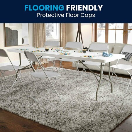 Flash Furniture Rectangle Folding Table, 30" W, 96" L, 29" H, Plastic Top, White RB-3096FH-GG